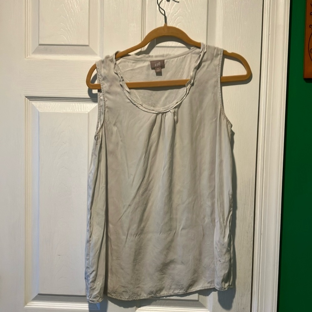 - J Jill silk tank oversized grey raw edge medium quiet luxury